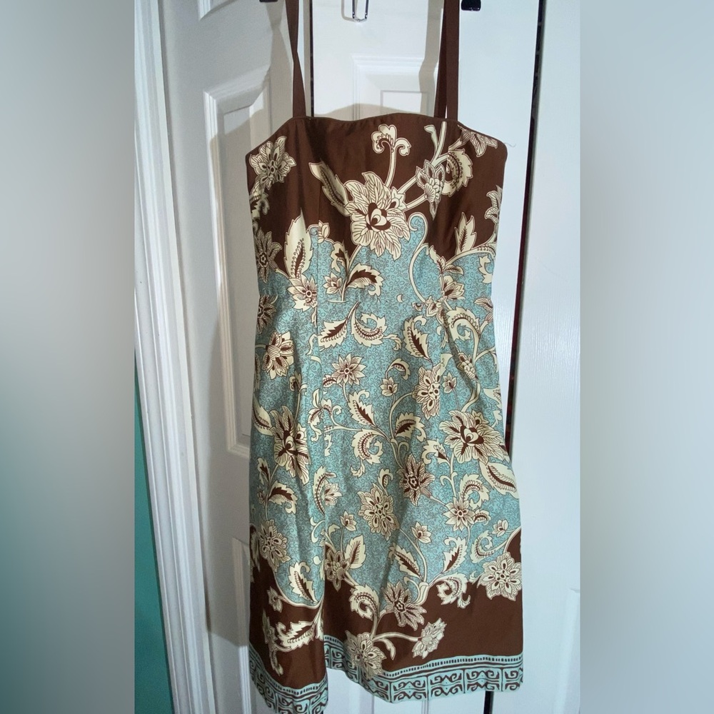 DRESS BARN Cotton Floral Sheath Dress Sz 8 Sleeveless Paisley Knee Length   AA19
